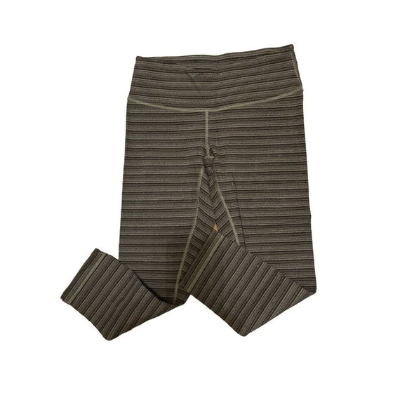 Lululemon Sz 4 Wunder Under Crop Coal Strata Stripe Gray Active Legging - Picture 1 of 11